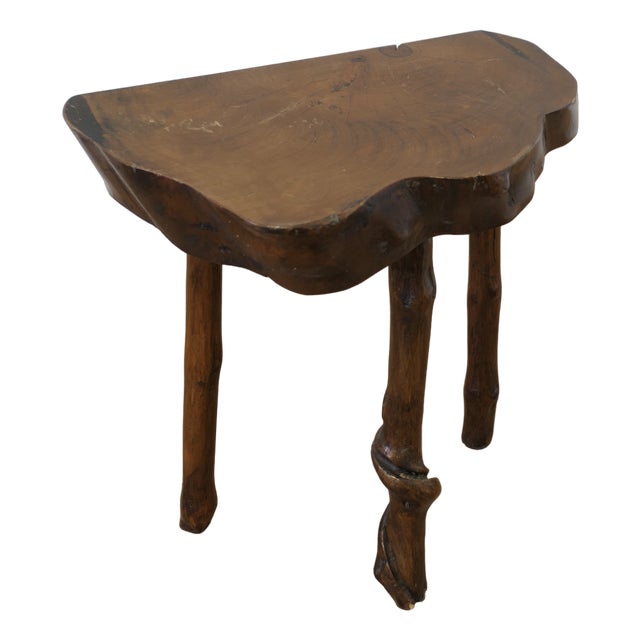 Rustic Slice of Live Edge Elm Stool For Sale