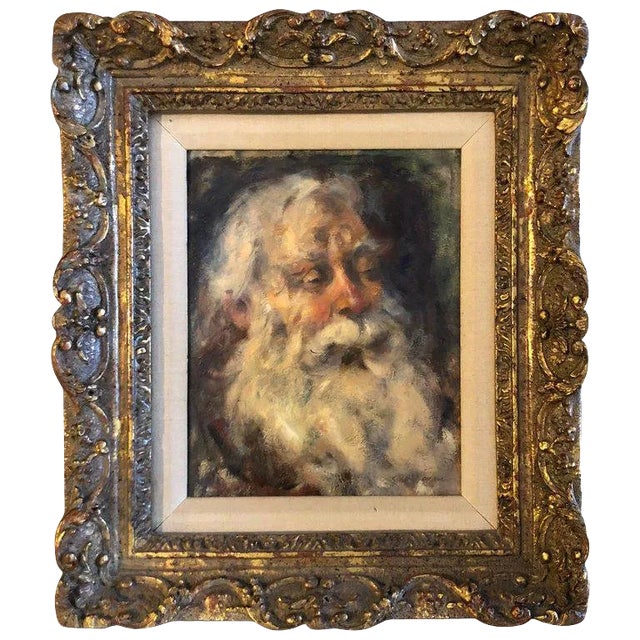 Oil on Board of Talmudic Scholar Attributed to Cydney Grossman For Sale