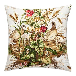 The House of Scalamandré Edwin'S Covey Pillow, Multi on White For Sale
