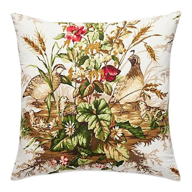 The House of Scalamandré Edwin'S Covey Pillow, Multi on White For Sale