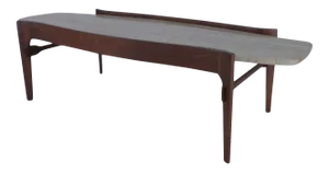 Bertha Shafer Singer & Sons Walnut and Marble Coffee Table