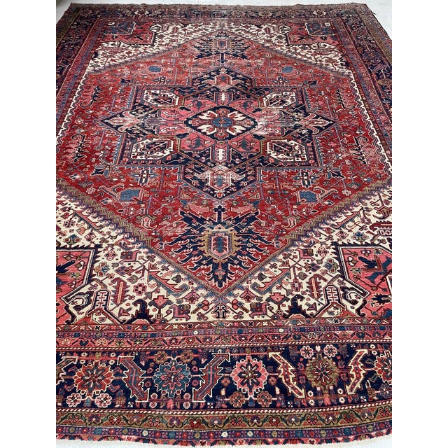 TRUE KING Mighty Iconic Antique Karaja Deep Strawberry Rug 10.6 x 13 For Sale - Image 13 of 18