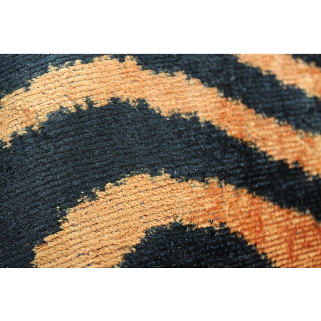 Brown Contemporary Tiger Print Silk Velvet Handmade Pillow For Sale - Image 8 of 11