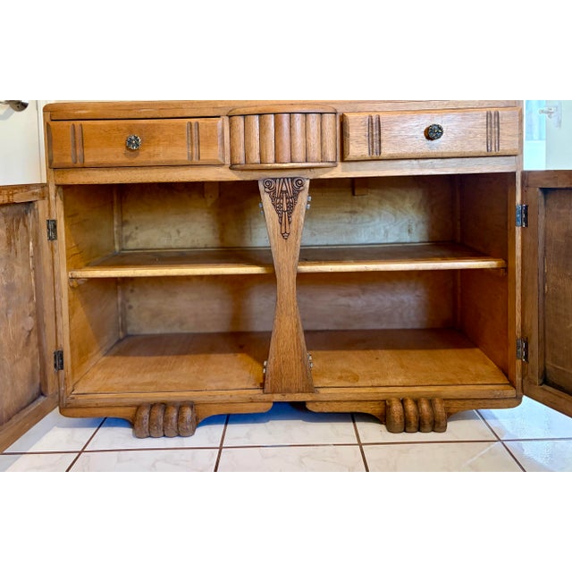 1930s Rare 1930s Art Deco Jentique-Attributed Oak Sideboard / Buffet For Sale - Image 5 of 9