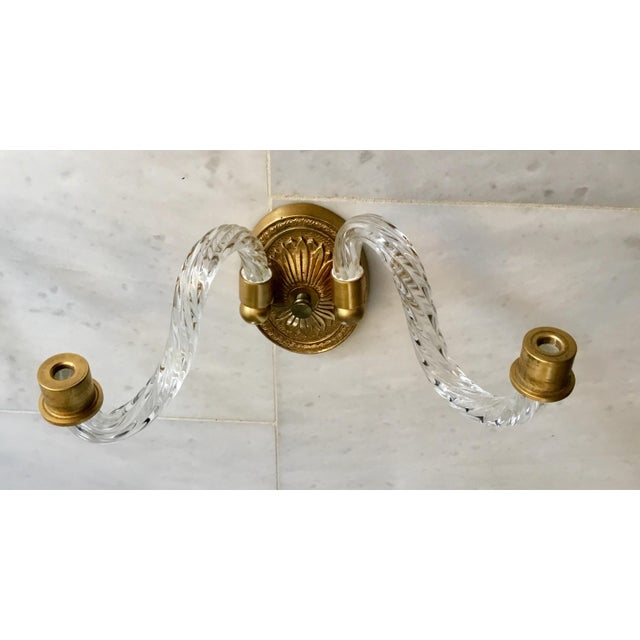 1950s A Pair of Hollywood Regency Fluted Glass Arm Sconces For Sale - Image 5 of 8