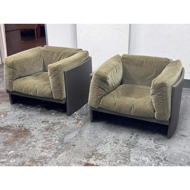 Design Plus Gallery presents a Pair of La Capanelle Club Chairs From Poltrona Frau, Designed in house by Tito Agnoli. This...
