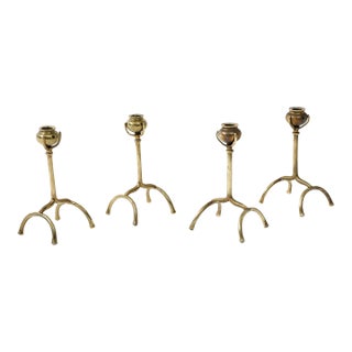 Tiffany Style Solid Brass Modern Candle Holders - Set of 4 For Sale