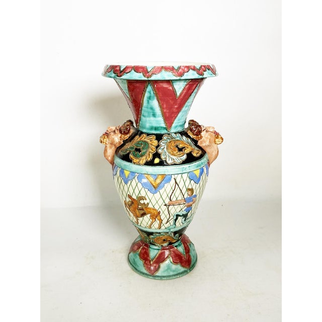 A Rococo-style ceramic vase from Monaco, made in France in the 1970s. This spectacular decorative piece is distinguished...