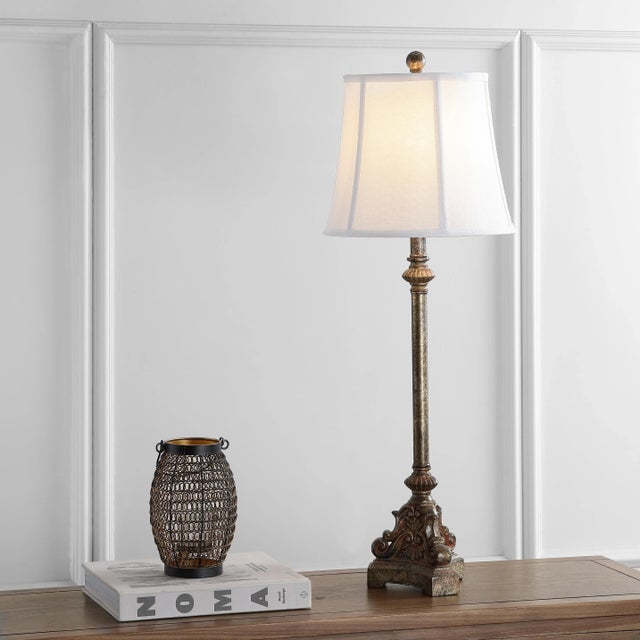 Rimini 33.5" Console Table Lamp in Antique Silver - a Pair For Sale In New York - Image 6 of 9