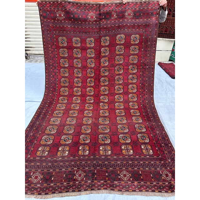 Red Ersari Bokhara Hand-Knotted Wool Rug - 9'7" X 6'2" For Sale - Image 10 of 11