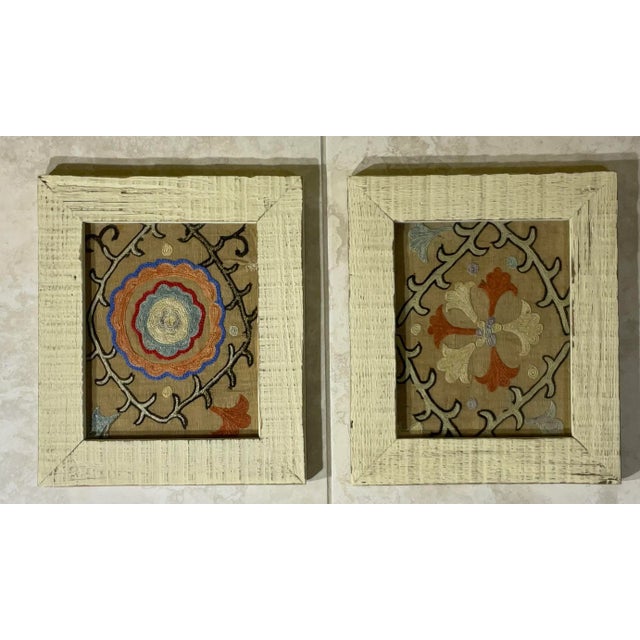 1900 - 1909 Pair of Antique Suzani Wall Hanging For Sale - Image 5 of 11