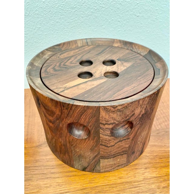 Brown Organic Modern Richard Nissen Rosewood Geometric Ice Bucket For Sale - Image 8 of 8
