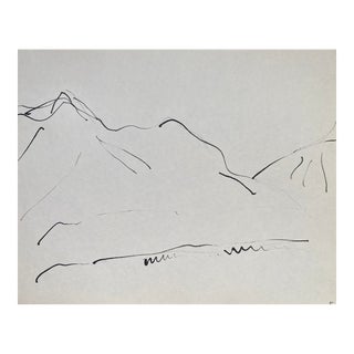 Frank Wallace Mountain Landscape Drawing For Sale