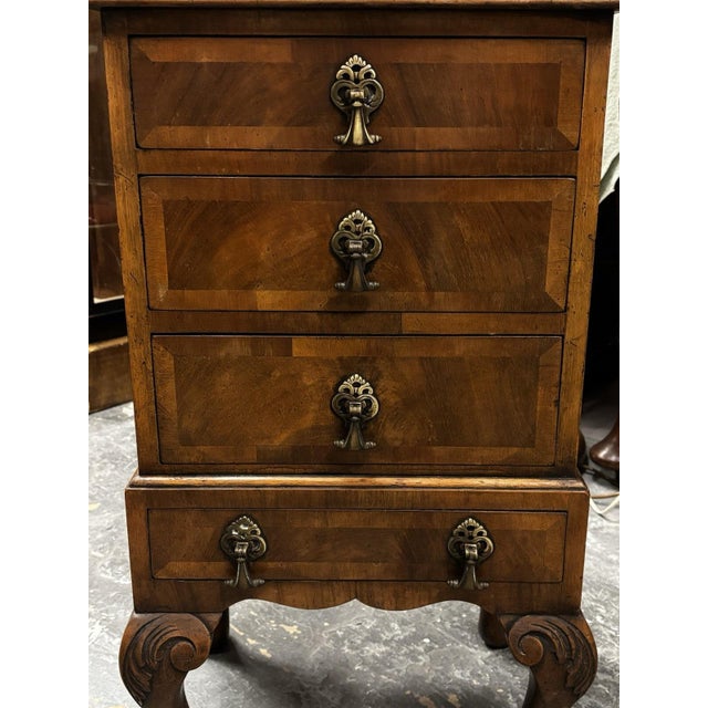 Small Art Deco Walnut Chest of Drawers with Brass Handles For Sale - Image 5 of 10