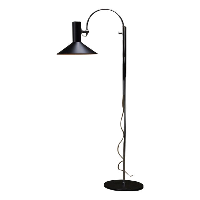 Black and Chrome Formel Floor Lamp attributed to Hans Due for Fog & Mørup, 1970s For Sale