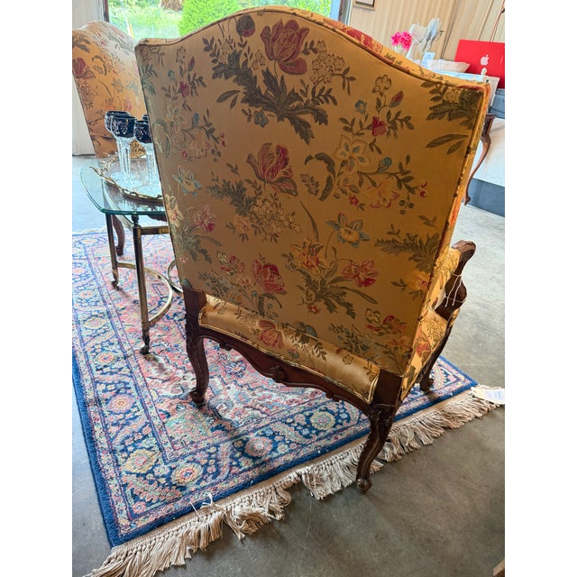 Pair of Antique French Louis XV Carved Walnut Bergère Armchairs For Sale In Atlanta - Image 6 of 11