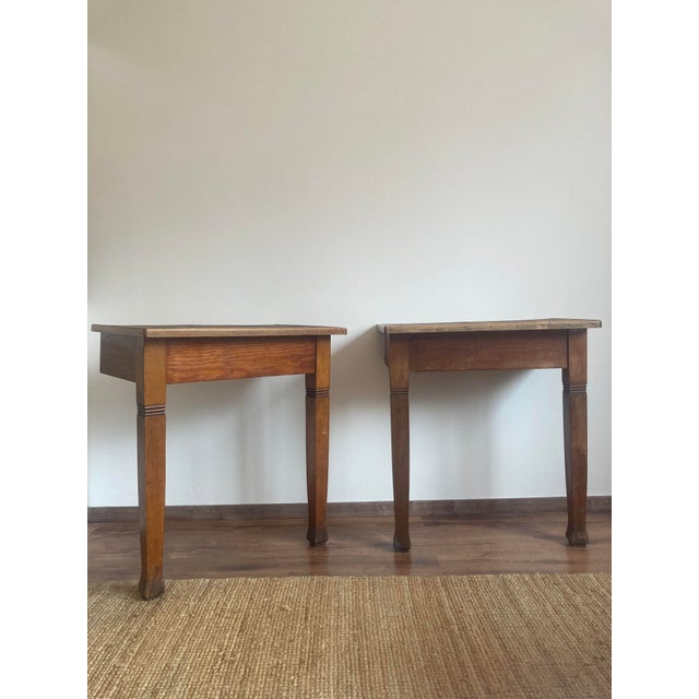 Rustic Pine Console Tables, France, Set of 2 For Sale - Image 5 of 15