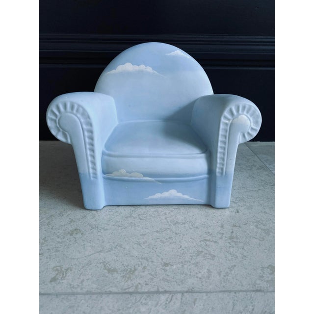 1984 Sculpture - Italian L’aquilone Signed Handpainted Ceramic Chair With Clouds Sculpture For Sale - Image 10 of 10