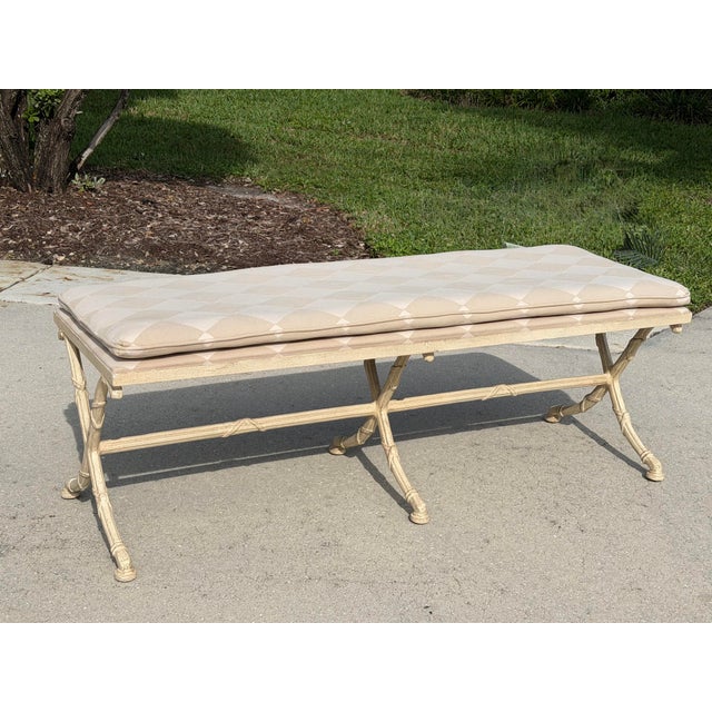Late 20th Century Vintage Drexel Heritage X-Form Faux Bamboo Bench For Sale - Image 5 of 16