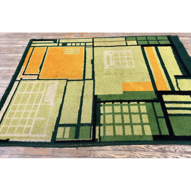 "This is a spectacular and highly authentic mid-sized antique European Art Deco wool rug, Hand-knotted circa 1925 during...