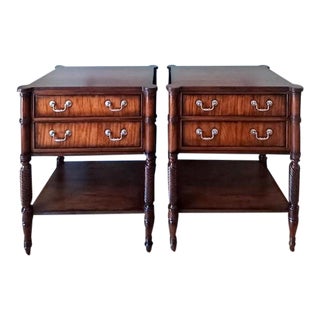 Set of Two Drawer Mahogany Nightstands by Ethan Allen For Sale