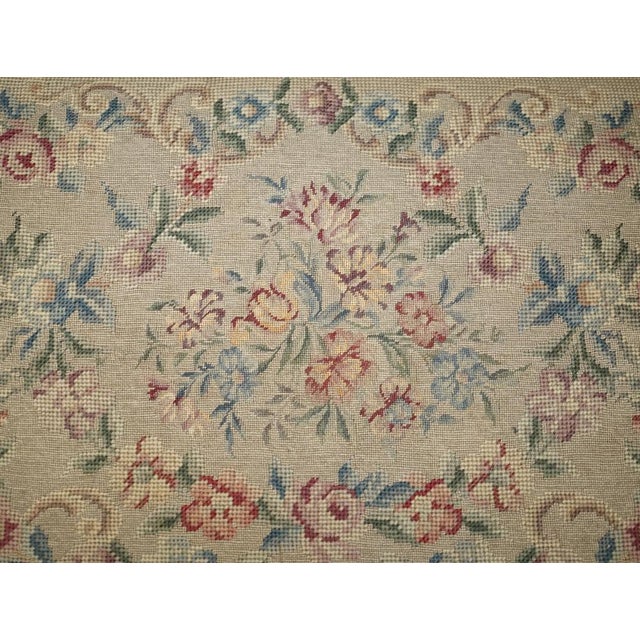 Large Victorian Oak Cabriole Legged Footstool with Embroidered Upholstery, 1880s For Sale - Image 15 of 18