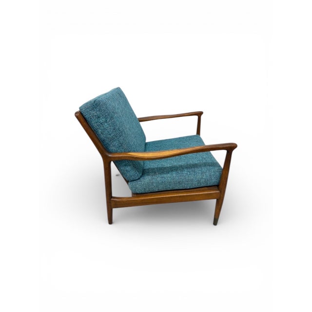 Mid-Century Modern Mid-Century Modern Walnut Cane Back Arm Chair For Sale - Image 3 of 5