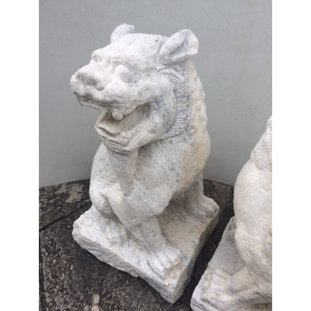 Hand Carved White Granite Foo Dogs A Pair Chairish