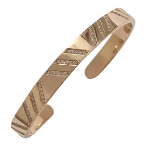 Christina Addison Slash' Diamond and Yellow Gold Cuff Bracelet
