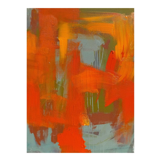 Mirtha Moreno Mixed Media on Canvas Painting “AbEx Orange Series 005” 2025 For Sale
