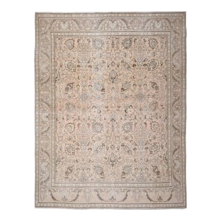 1970s Vintage Persian Handknotted Wool Orange Oversize Area Rug For Sale