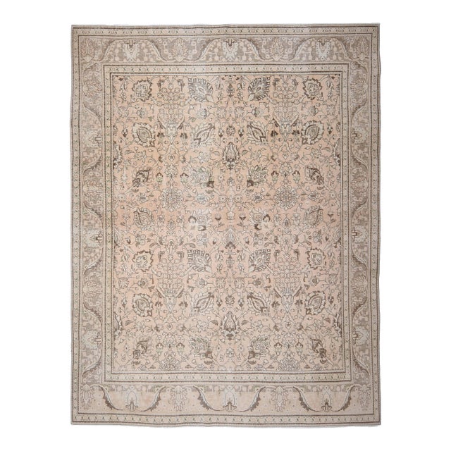 1970s Vintage Persian Handknotted Wool Orange Oversize Area Rug For Sale