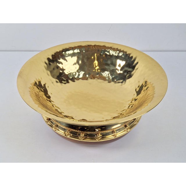 Vintage Valenti Gold Plated Centerpiece Bowl on Walnut Base, 1990s For Sale - Image 10 of 17