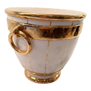 Mid 20th Century Italian Gilt Porcelain Champagne Ice Bucket For Sale