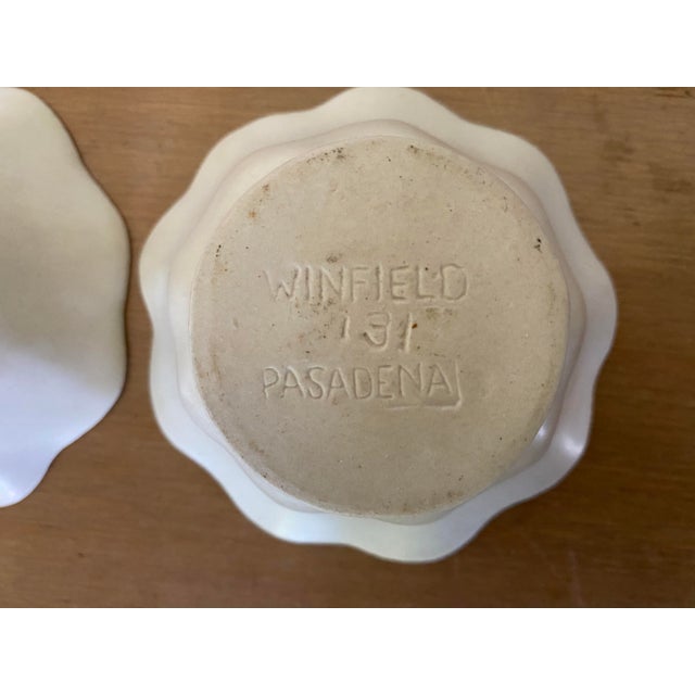 Mid-Century Winfield Pottery of Pasadena California Floriform Pottery Candle Holders - a Pair For Sale - Image 9 of 10