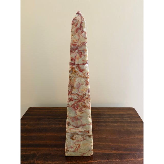 Neoclassical Solid Marble Green and Brown Obelisk For Sale - Image 12 of 13