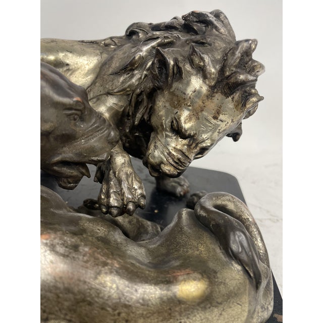 C. Ganci, Fight Between Lion and Tiger, 1920s, Silver Sculpture For Sale - Image 3 of 15