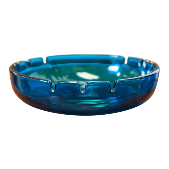 Vintage Blue Glass Blenko Ashtray Chairish
