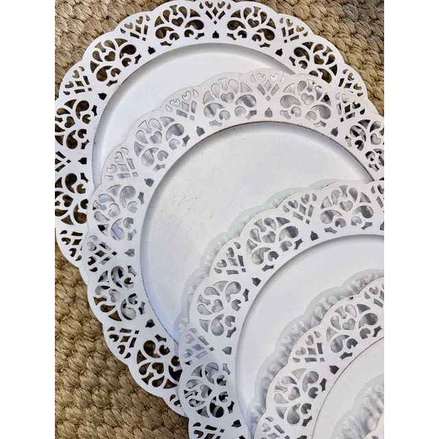 Tole Lace Pierced Charger, Set/8 For Sale - Image 4 of 4