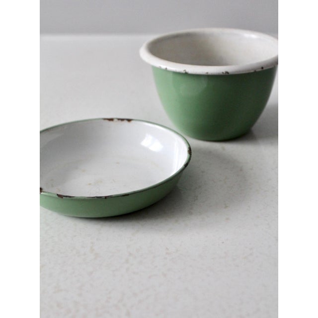 Mid 20th Century Mid-Century Swedish Green Enamelware Bowl Set For Sale - Image 5 of 13