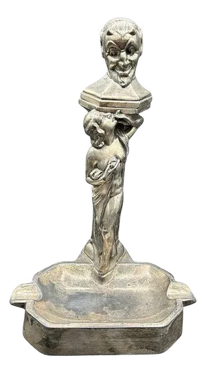 1920s Nude Smoking Women With Temptation Devil Figurative Ashtray With Lighter