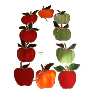 Gorgeous Lot of 10 Pc Leaded Glass Apple Figurines For Sale