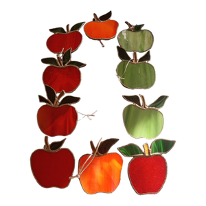 Gorgeous Lot of 10 Pc Leaded Glass Apple Figurines