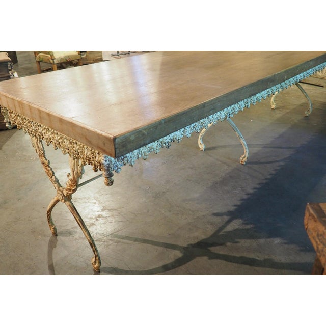 A Long, Painted Antique Cast Iron Table From Aix-en-Provence, France Circa 1890 For Sale - Image 4 of 18