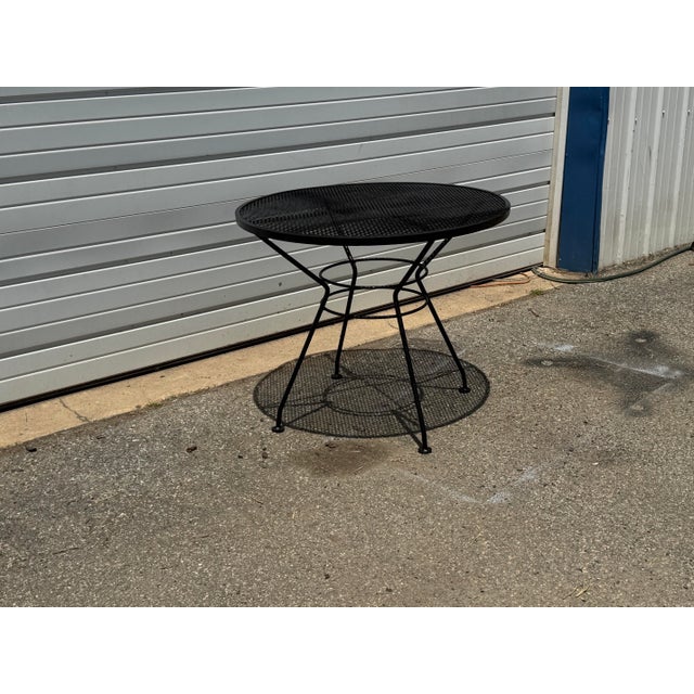 Vintage Salterini Style Wrought Iron Mesh Patio Table – 36” Round For Sale - Image 10 of 12