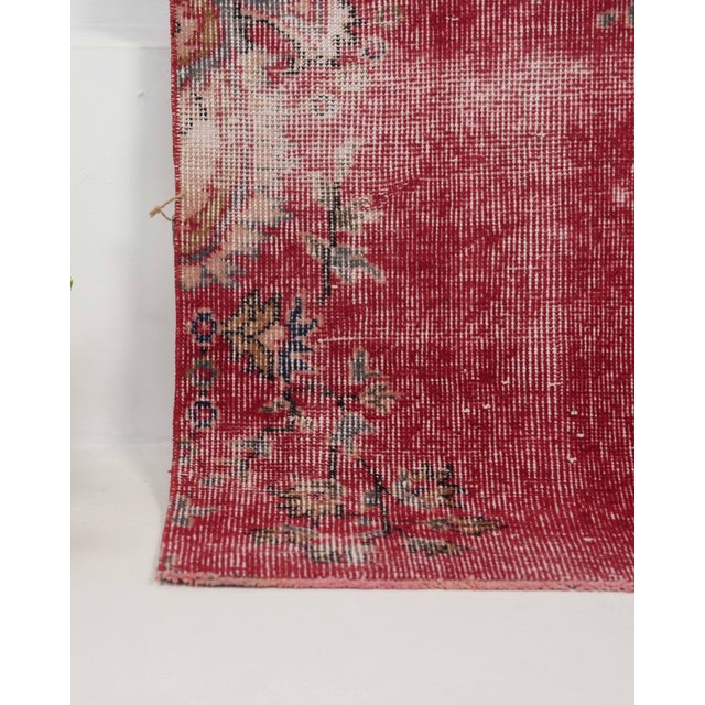 1970s Vintage Turkish Handmade Wool Cotton Red Runner Rug For Sale - Image 11 of 11
