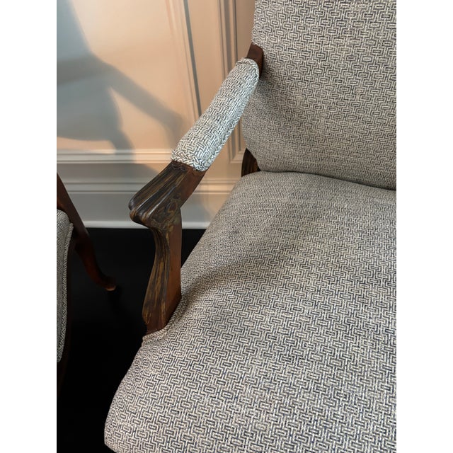 Wood Upholstered French Style Chairs- A Pair For Sale - Image 7 of 12