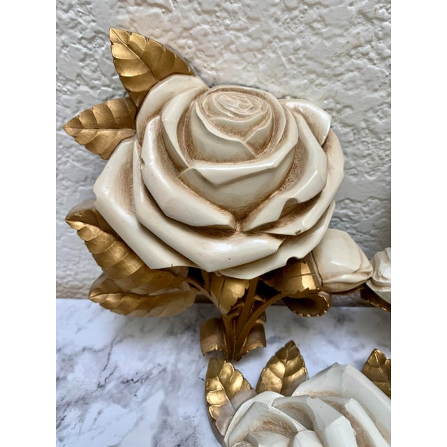 Fabulous set of four Midcentury Homco textural wall accents. Made in the USA in the 1950s. Gold and cream colored for any...