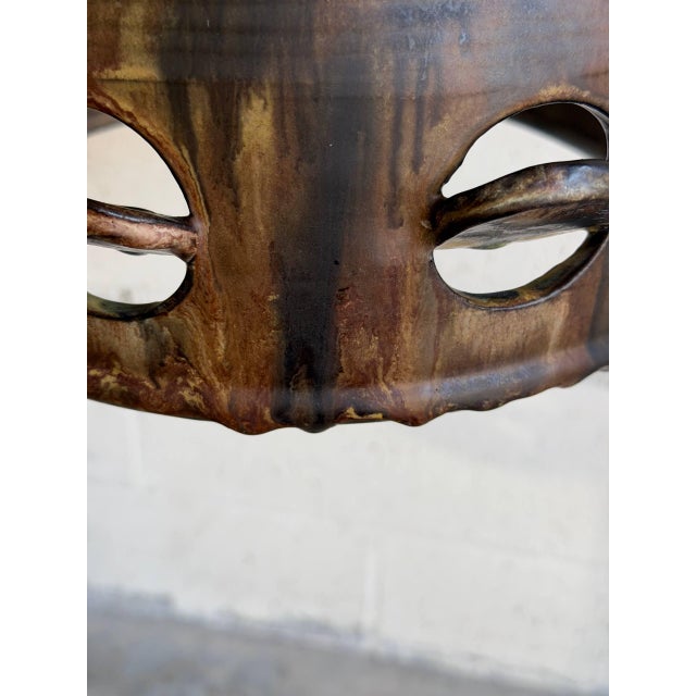 Brown Vintage Mid-Century Modern Pendant Ceiling Lamp Brown Pottery Ceramic For Sale - Image 8 of 12
