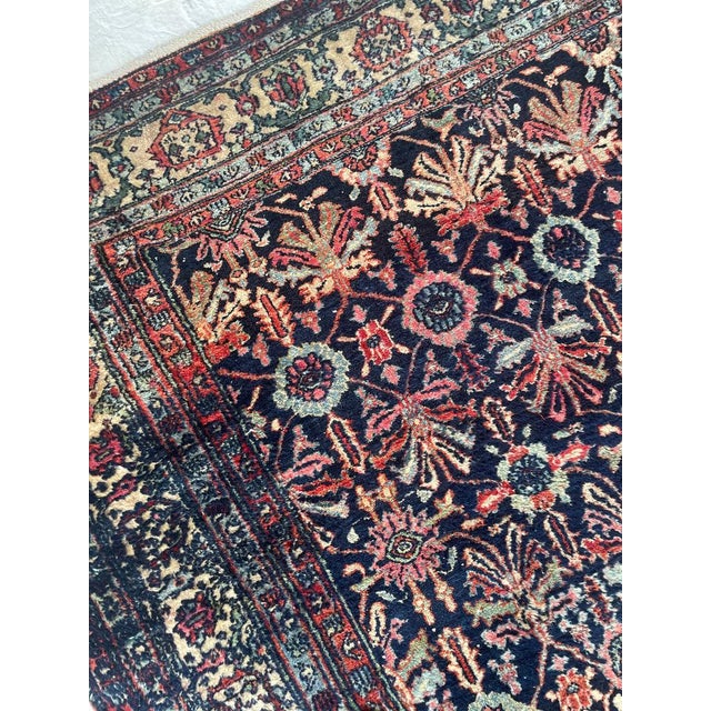 Cotton-Candy Hydrangea with Protective Evil Eye Antique Bibikkibad Rug 8.7 x 11.9 For Sale - Image 13 of 14